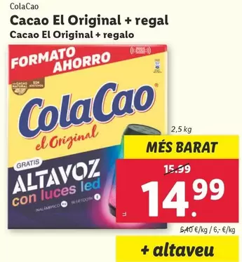 Oferta de Cola Cao - Cacao El Original + Regalo  por 14,99€ en Lidl