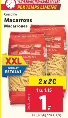 Oferta de Combino - Macarrones  por 1,15€ en Lidl