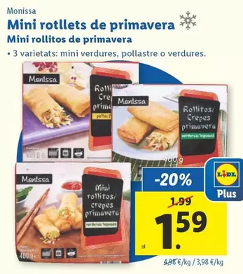 Oferta de Monissa - Mini Rollitos De Primavera  por 1,59€ en Lidl