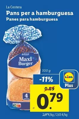 Oferta de La Cestera - Panes Para Hamburguesa por 0,79€ en Lidl