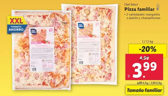 Oferta de Chef Select - Pizza Familiar por 3,99€ en Lidl