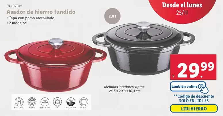 Oferta de Ernesto - Asador De Hierro Fundido por 29,99€ en Lidl