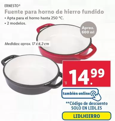 Oferta de Ernesto - Fuente Para Horno De Hierro Fundido por 14,99€ en Lidl