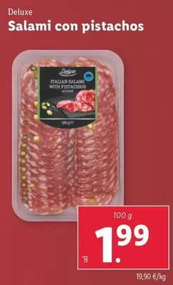 Oferta de Deluxe - Salami Con Pistachos por 1,99€ en Lidl