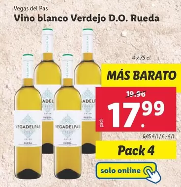 Oferta de Vegas Del Pas - Vino Blanco Verdejo D.O. Rueda por 17,99€ en Lidl