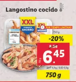 Oferta de Langostino Cocido por 6,45€ en Lidl