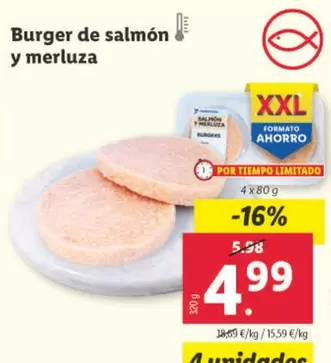 Oferta de Burger De Salmón Y Merluza por 4,99€ en Lidl