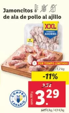 Oferta de Jamoncitos De Ala De Pollo Al Ajillo por 3,29€ en Lidl