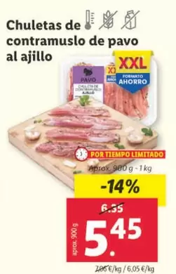 Oferta de Chuletas De Contramuslo De Pavo Al Ajillo por 5,45€ en Lidl