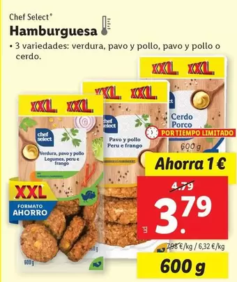 Oferta de Chef Select - Hamburguesa por 3,79€ en Lidl