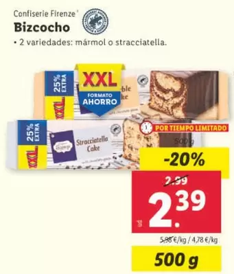 Oferta de Confiserie Firenze - Bizcocho por 2,39€ en Lidl