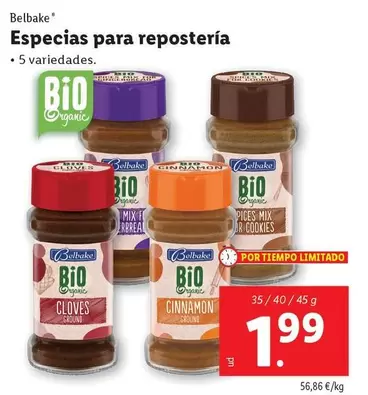 Oferta de Belbake - Especias Para Repostería por 1,99€ en Lidl