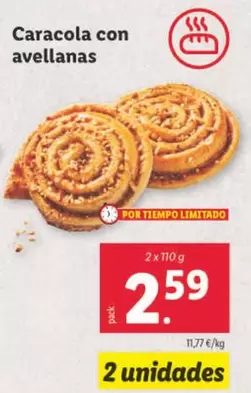 Oferta de Caracola Con Avellanas por 2,59€ en Lidl