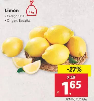 Oferta de Limón por 1,65€ en Lidl