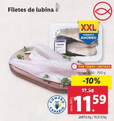 Oferta de Filetes De Lubina por 11,59€ en Lidl