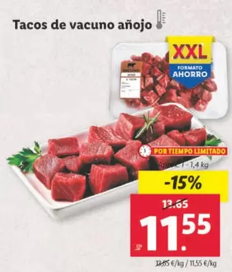 Oferta de Tacos De Vacuno Añojo por 11,55€ en Lidl