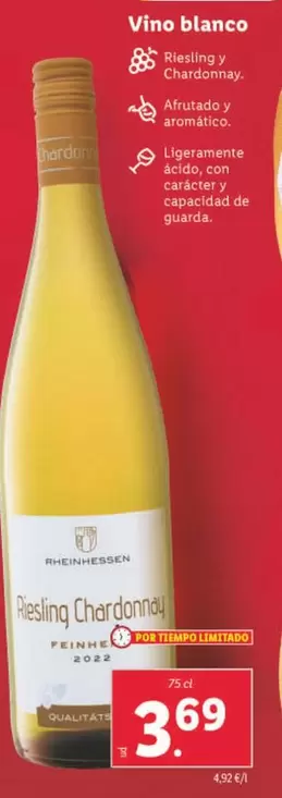 Oferta de Vino Blanco por 3,69€ en Lidl