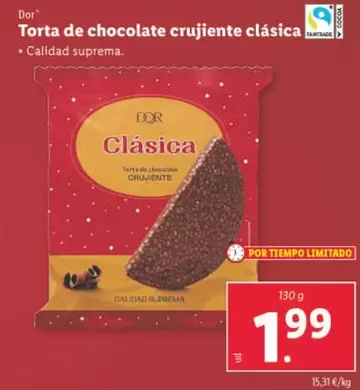 Oferta de Dor - Torta De Chocolate Crujiente Clásica por 1,99€ en Lidl