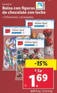 Oferta de Favorina - Bolsa Con Figuras De Chocolate Con Leche por 1,69€ en Lidl