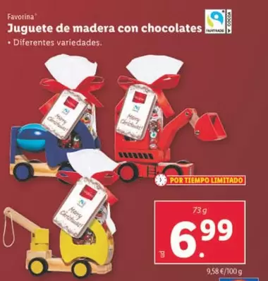 Oferta de Favorina - Juguete De Madera Con Chocolates por 6,99€ en Lidl