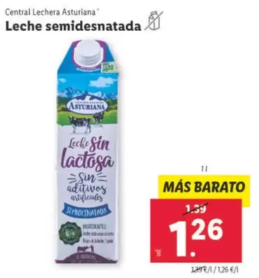 Oferta de Central Lechera Asturiana - Leche Semidesnatada por 1,26€ en Lidl