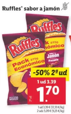 Oferta de Ruffles -  Sabor A Jamon por 3,39€ en Lidl