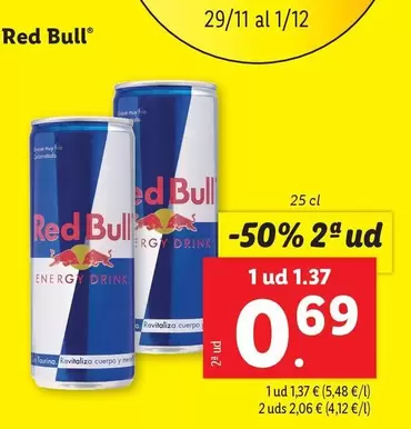 Oferta de Red Bull - 25 Cl  por 1,37€ en Lidl