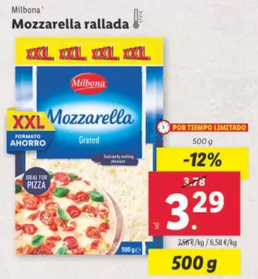 Oferta de Milbona - Mozzarella Rallada por 3,29€ en Lidl