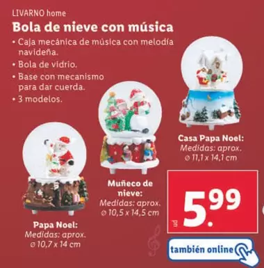 Oferta de Livarno Home - Bola De Nieve Con Musica por 5,99€ en Lidl