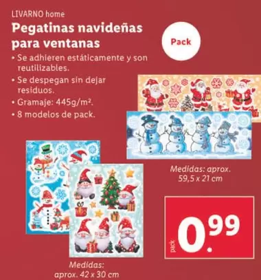 Oferta de Livarno Home - Pegatinas Navidenas Para Ventanas por 0,99€ en Lidl