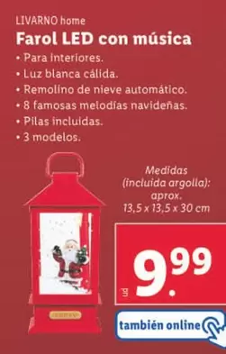 Oferta de Livarno Home - Farol Led Con Musica por 9,99€ en Lidl