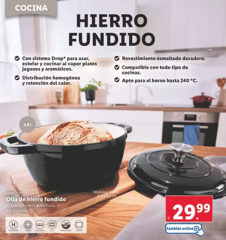 Oferta de Ernesto - Olla De Hierro Fundido por 29,99€ en Lidl