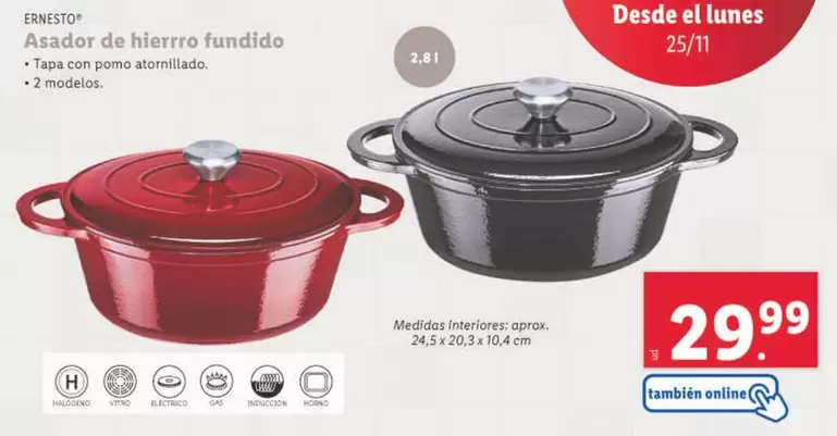 Oferta de Ernesto - Asador De Hierro Fundido por 29,99€ en Lidl