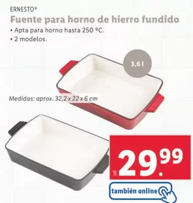 Oferta de Ernesto - Fuente Para Horno De Hierro Fundido por 29,99€ en Lidl