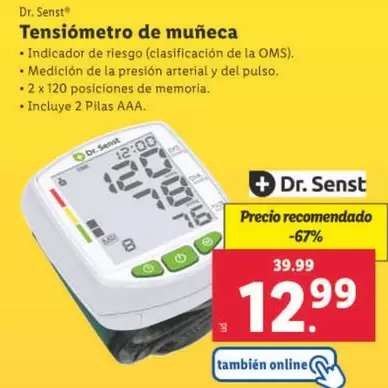 Oferta de Dr. Senst - Tensiómetro De Muñeca por 12,99€ en Lidl