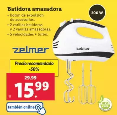 Oferta de Zelmer - Batidora Amasadora por 15,99€ en Lidl