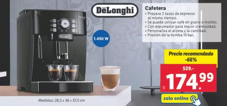 Oferta de DeLonghi - Cafetera por 174,99€ en Lidl