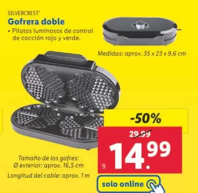 Oferta de SilverCrest - Gofrera Doble por 14,99€ en Lidl