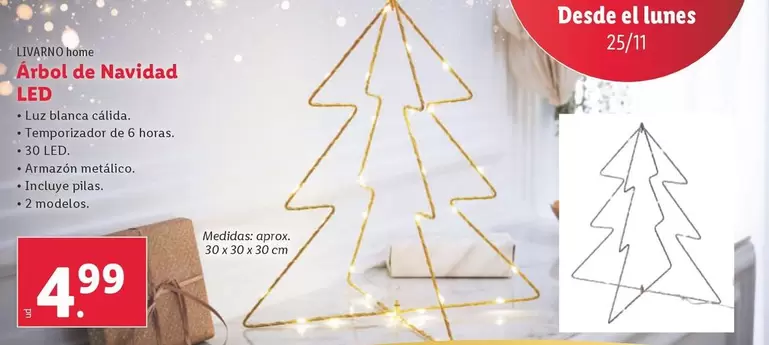 Oferta de Livarno Home - Arbol De Navidad Led por 4,99€ en Lidl