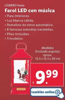 Oferta de Livarno Home - Farol Led Con Musica por 9,99€ en Lidl