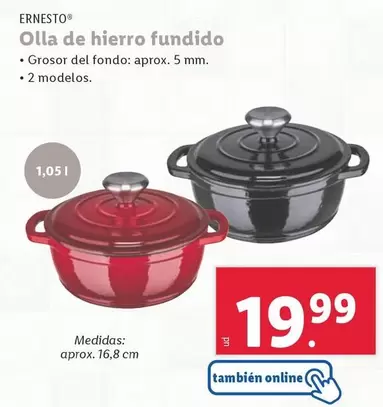 Oferta de Ernesto - Olla De Hierro Fundido por 19,99€ en Lidl