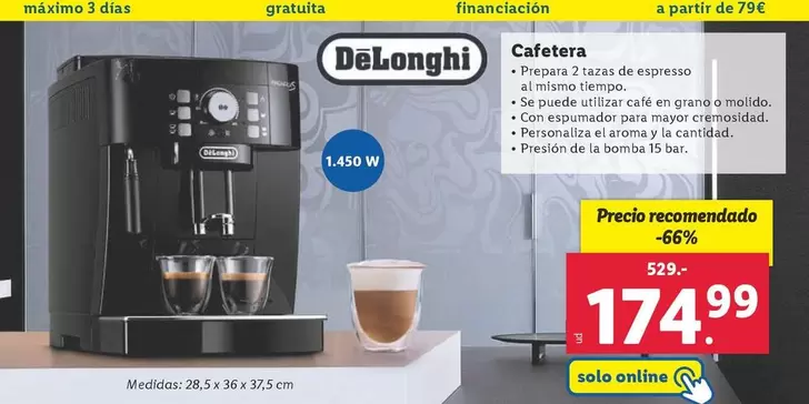 Oferta de DeLonghi - Cafetera por 174,99€ en Lidl