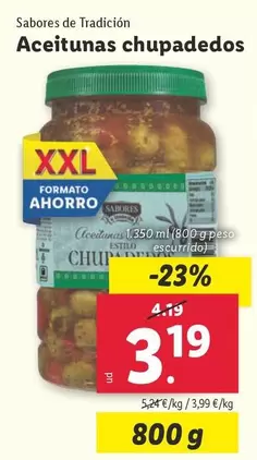 Oferta de Sabores De Tradicion - Aceitunas Chupadedos por 3,19€ en Lidl