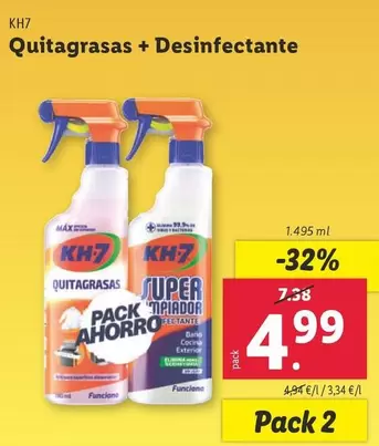 Oferta de KH7 - Quitagrasas + Desinfectante por 4,99€ en Lidl