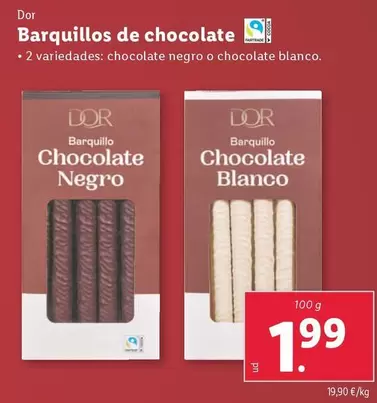 Oferta de Dor - Barquillos De Chocolate Negro por 1,99€ en Lidl