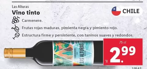 Oferta de Las Alturas - Vino Tinto por 2,99€ en Lidl