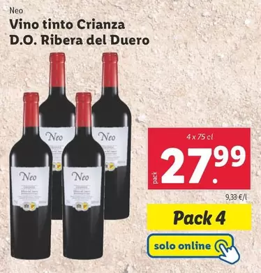 Oferta de Neo - Vino Tinto Crianza D.O. Ribera Del Duero por 27,99€ en Lidl