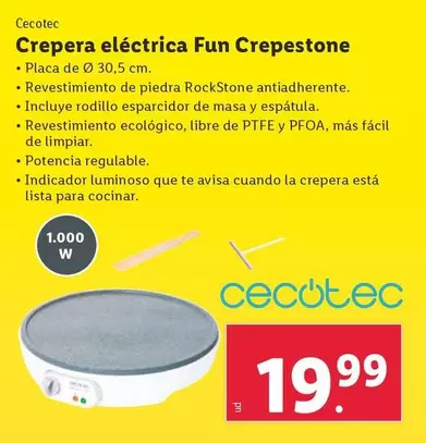 Oferta de Cecotec - Crepera Eléctrica Fun Crepestone por 19,99€ en Lidl