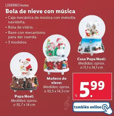 Oferta de Livarno Home - Bola De Nieve Con Música  por 5,99€ en Lidl