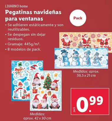 Oferta de Livarno Home - Pegatinas Navideñas Para Ventanas por 0,99€ en Lidl